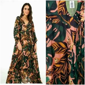 Farm Rio Leaf Wrap Maxidress NWT
